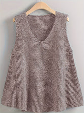 Chic Plus Size V-Neck Sweater Vest - Comfortable Stretch Fit for Daily Wear