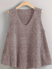 Chic Plus Size V-Neck Sweater Vest - Comfortable Stretch Fit for Daily Wear