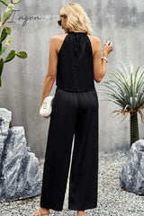 Ingvn - Grecian Neck Sleeveless Pocketed Top and Pants Set