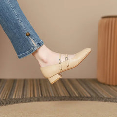 Mary Jane Shoes for Women Spring New Shallow Thick Heeled Single Shoes Soft and Comfortable Ballet Wedding Shoes Zapatos Mujer