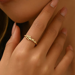 Chic 'Mama' Golden-Tone Adjustable Ring - Perfect for Casual Attire & Gifting