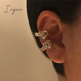 Japan retro Heart Belt Waistband Shape Small Ear Clip Earring for Women Metal Silver Color Ear Cuff Aesthetic Jewelry 1 pc