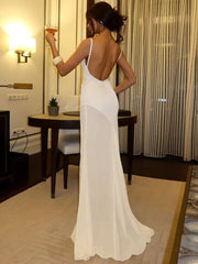 Spaghetti Strap Strapless Sexy Maxi Dress For Women Gown Elegant Off-shoulder Backless High Waist Bodycon Long Dress
