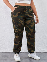 Plus Size Fashion Denim Cargo Pants - High Waist Camo Button Up with Stylish Pockets - Comfortable Casual Wear for Women