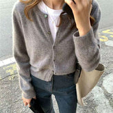 Cashmere Sweater Cardigan Women Single Breasted Long Sleeve Elegant Vintage Jumper Solid Wool Knitted Autumn Winter Outwear