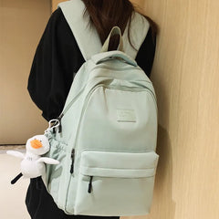 INGVN Waterproof Teenage Bookbag Nylon Rucksack Fashion Girl Backpack Women Shoulder Bag High School Schoolbag Black