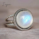 Ingvn - Exquisite Round Imitation Opal Rings Women Newly Designed Unique Versatile Female Finger Accessories Party Trendy Jewelry