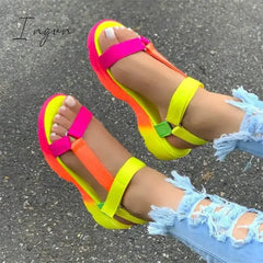 Ingvn - Beach shoes women 2024 new summer sandals women anti-skid casual multi-color shoes fashion solid open-toe sandals comfortable