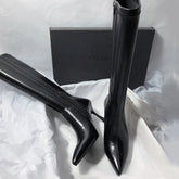 New Style Thin High Heel Women Boots Pointed Toe Women's High Tube Long Boots Zip Boots Mujer Solid Color Sexy Botas Mujer
