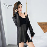 Ingvn - S-5XL Sexy Lingerie Blouse Women Home Boyfriend Style White Button Shirt
