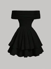 Elegant Sleeveless A-line Off Shoulder Dress - Ruffle Hem Solid Color Spring & Summer Women's Clothing