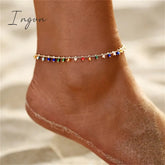 Bohemian Colorful Turkish Eyes Anklets For Women Butterfly Flower Zircon Shell Cat Ankle Bracelet
