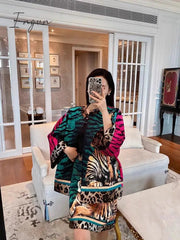 Ingvn - 2023 woman jacket satin leopard jacquard loose casual women tops jacket y2k clothes New fashion high quality coat bra