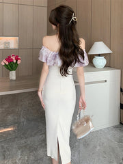 Women Summer Off Shoulder Sexy Backless Midi Bodycon Dress Female Prom Party Vestidos Clothes