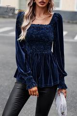 Ingvn - Elegant Solid Fold Square Collar Tops