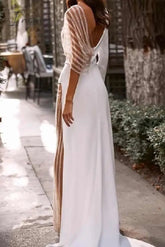 Ingvn - Sexy Patchwork See-through Asymmetrical V Neck Skinny Jumpsuits