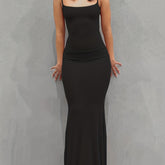 Flattering Sleeveless Backless Maxi Dress - Casual Lounge Comfort with a Sexy Twist - Seamless Bodycon Fit for Everyday Glam - Womens Fashion Must-Have