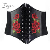 Ingvn - Midi Dress Luxury Elegant A-Line Party Belt Hollow Out Lace Embroidery Dresses Women Spring Long Sleeve Vintage