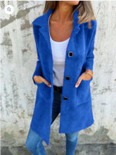 Autumn and winter single-breasted solid color lapel pocket double-sided cashmere mid-length coat for women