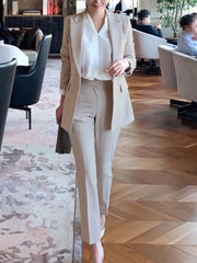 Women Spring Elegant Blazer Pantsuit Casual Jacket Pencil Pants 2 Piece Set Female Slim Fashion Korean Business Work Clothes