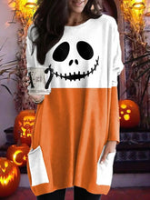 Ingvn - Women's Tunic Shirts Tunic Black White Wine Plaid Color Block Pocket Print Long Sleeve Halloween Weekend Round Neck Long Abstract Painting S