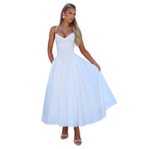 Temperament Low-Neck Elegant Dress Women Large Hem Halter Backless Skinny Summer New Trend Banquet Vacation Vestidos