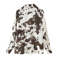 High Street Printed Shirt Women Lapel Long Sleeve Single Breasted Tops Female 2025 Spring Summer Fashion Casual Blouses Clothes