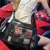 Ingvn Women Y2k Shoulder Bag Fashion Chains Designer Grunge Bags Pu Leather Aesthetic Crossbody Handbags Hiphop Street Style Cool Girl