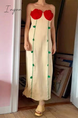 Sexy Floral Patchwork Contrast V Neck Sling Dresses