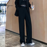 Ingvn - Pants Women Elegant Full Length Casual High Waist Trouser Office Temperament Autumn Pockets Korean Style All-match Female Cozy