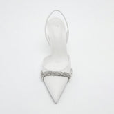 Women High Heels Sandals White Shiny Heel Heel Mules Pointed Stiletto Heel Sexy Woman Shoes Summer Female Pumps Autumn
