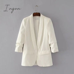 Ingvn - White Blazer Women Suits Spring Summer Three Quarter Sleeve Thin Jacket Leisure Pink Blazer