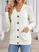 Cozy Cable Knit Long Sleeve Cardigan - Women's Casual Single Breasted Cardigans with Pockets for Spring & Fall - Soft, Comfortable, and Stylish Women's Clothing