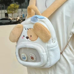 Ingvn Cute Dog Womens Backpack Plush Cartoon Fashion Small Backpack Fluffy Lolita Jk Transparent Harajuku Kawaii Female Ita Bag