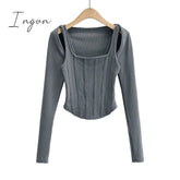 Ingvn - Sexy cropped tops women 2023 Summer knit tank top fish bone corset top white crop top ribbed cute black tops sets punk clothes