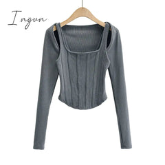 Ingvn - Sexy cropped tops women 2023 Summer knit tank top fish bone corset top white crop top ribbed cute black tops sets punk clothes