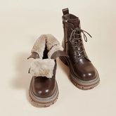 Women's Boots New Black Brown Fur Ankle Boots for Women Autumn Winter Padded Cotton Shoes Warm Thick Bottom Snow Short Botines