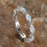 Ingvn - Imitation Opal Promise Rings for Women Statement Finger Accessories Daily Wear Party Chic Girl Rings Gift Fashion Jewelry