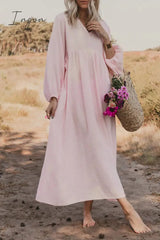 Ingvn - Casual Simplicity Solid Patchwork A Line Dresses(3 Colors)