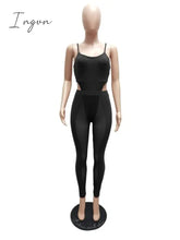 Ingvn - Sexy Mesh Sheer Spliced Two Piece Set Tracksuit Women Bodysuit Pants Summer Clothes Vacation Club Outfits Matching Sets