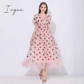 Ingvn - Maxi Dresses For Women Summer Strawberry Dress Plus Size Mesh Robe Sexy Party Club Elegant Female Casual Dresses Vestidos