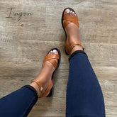 Ingvn - Cross Strap Classic Leather Sandals