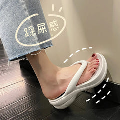 Ingvn Thick Sole Wedges Flip Flops For Women 2023 Summer Clip Platform Sandals Woman Non-slip Beach Slippers Girls Outdoor Slides