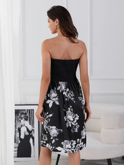 Vibrant Floral Print Tube Midi Dress - Sleeveless, Shirred, Bodycon, Feminine, Summer Essential - Women's Clothing, Sexy and Chic