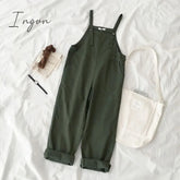 Ingvn - Jumpsuits Women Spring Strap Button Ankle-length Solid Harajuku BF Loose Kawaii Wide-leg Students Womens All-match Trendy Chic