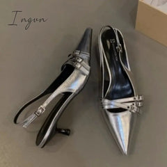 Formal High Heeled Sandals for Woman Concise Office Lady Slingbacks Stilettos Sexy Pointed Toes Summer Chic Ladies Mules Shoes