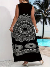 Flawless Mandala Floral Maxi Dress - Chic Notched Neck, Sleeveless Elegance - Fashionable Womens Clothing with Timeless Aesthetics
