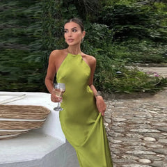 Ingvn - Summer Sleeveless Slip Maxi Dresses Party Club Elegant Birthday Sexy Backless Straps Dresses Gown Outfits Vestido