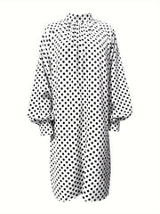 Chic Polka Dot Print Mock Neck Long Sleeve Mini Dress - Fashionable & Flattering Womens Clothing for Everyday Chic Style