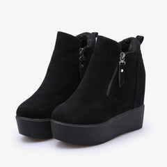 Winter Autumn Wedges Short Boots Women High Heel Snow Boots Short Plush Fur Ankle Boots Increased Internal Female Platform Shoes